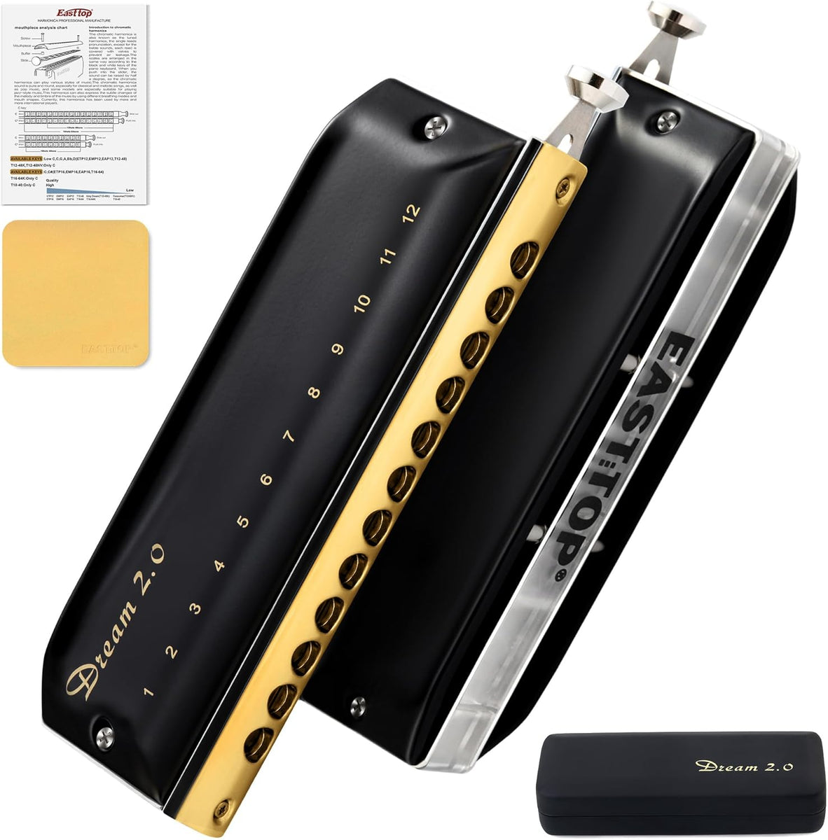 EASTTOP 12Hole Updated Version DREAM 2.0 Chromatic, Harmonica