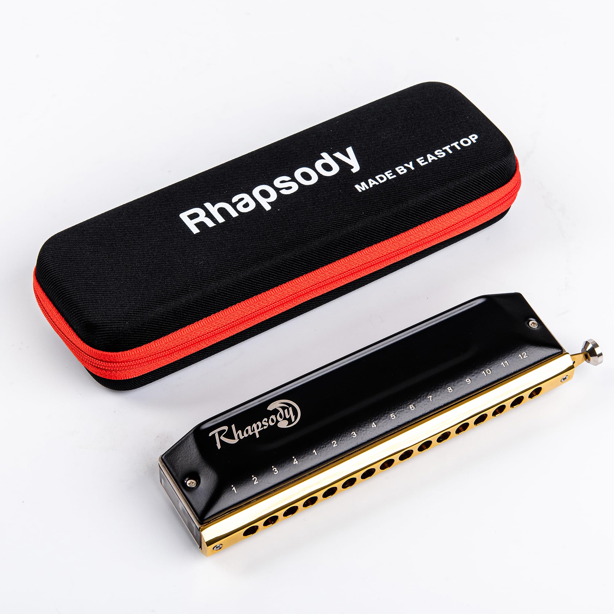 East top Upgrade Rhapsody Chromatic Harmonica 16 Hole 64 Tone Key of C, Professional Chromatic Mouth Organ Harmonica For Adults, Students and band players(Rhapsody-16-C) - Easttop harmonica