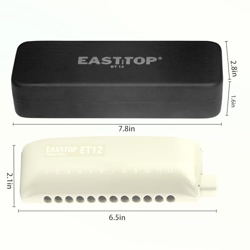 EAST TOP ET12 Chromatic Harmonica in C for Adults and Professionals with Unique Modern Design, Ivory Cover(ET12-IVORY) - Easttop harmonica