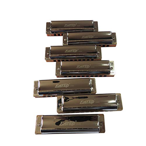East top Advanced Diatonic Blues Harmonica set of 7, 10 Holes Diatonic