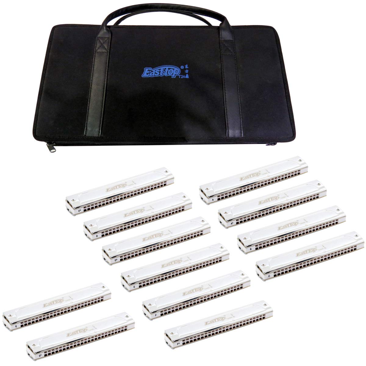 East top Tremolo Harmonica Set of 12 Keys 24 Holes Professional Tremolo Mouth Organ Harmonicas T2406S 2.0 For Adults, Professionals and Students(T2406S 2.0-12/T2406-12/T2406-12minor/T2406-12 Natrual Minor)
