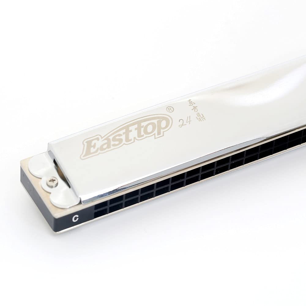 Easttop 24-Hole Standard Chord Harmonica , available in 12 major keys, as well as minor and natural minor keys,Chrome-Plated Copper Plate, Professional Reed Mouth Organ, Suitable for Children & Adult Beginners(T2406)