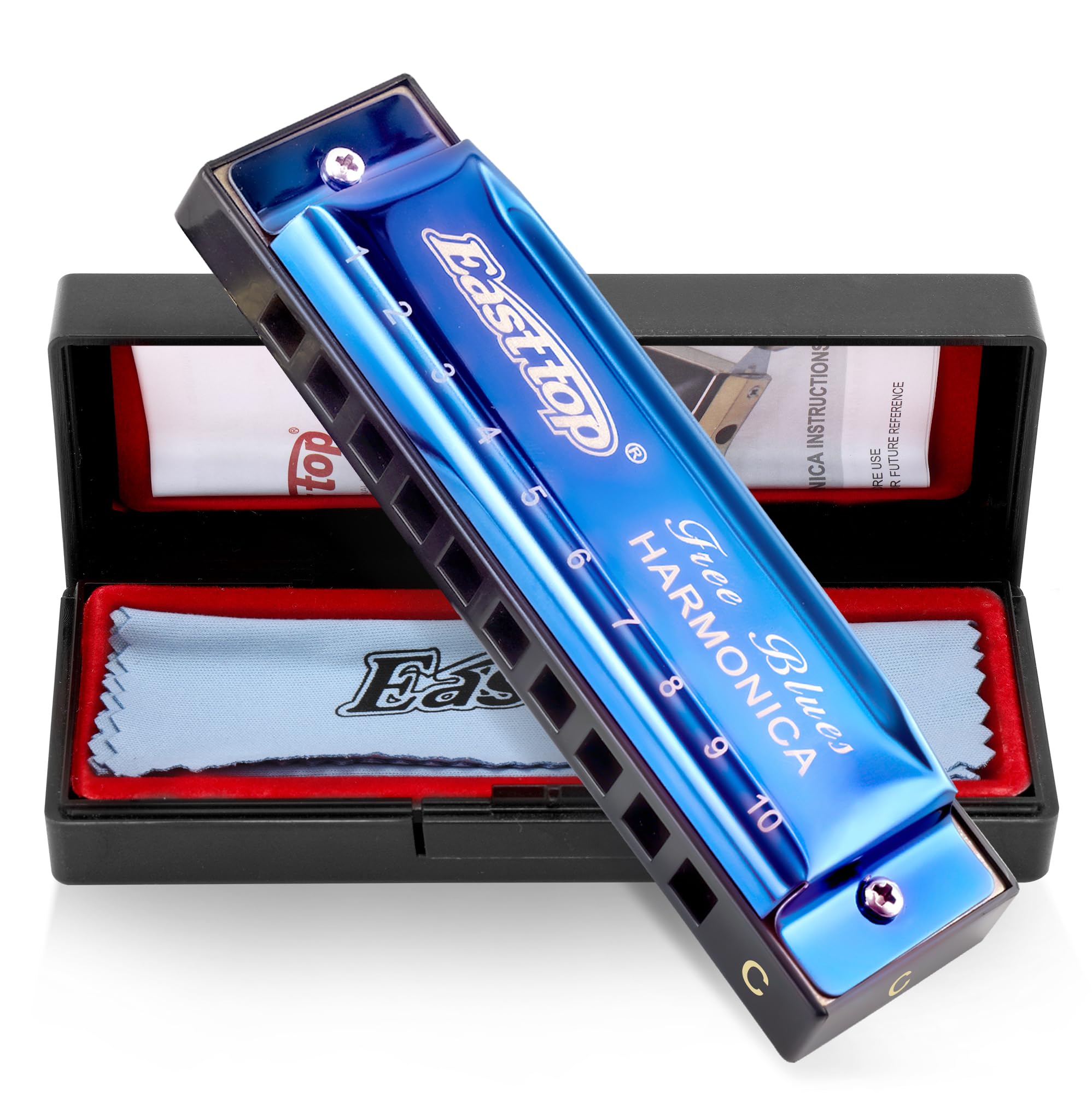 East top Blues Harmonica 10 Holes 20 Tones Blues Harp Diatonic Mouth Organ Harmonica For Adults, Professional players and Students(T003) - Easttop harmonica
