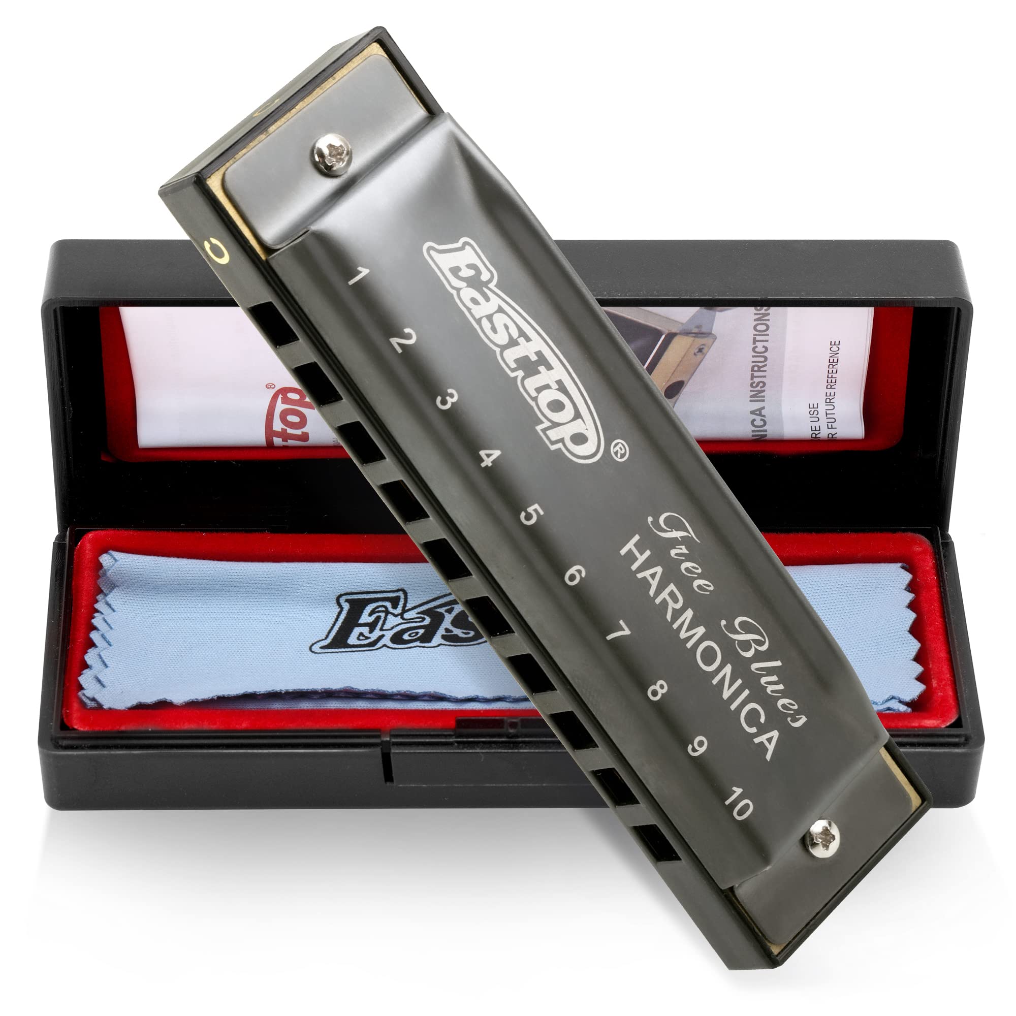 East top Blues Harmonica 10 Holes 20 Tones Blues Harp Diatonic Mouth Organ Harmonica For Adults, Professional players and Students(T003) - Easttop harmonica