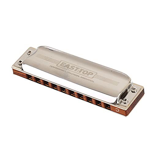 East top Diatonic Harmonica Key of C, Blues Harp 10 Holes 20 Tones Wood Comb Mouth Organ Harmonica For Adults, Beginners, Professionals and Students - Easttop harmonica