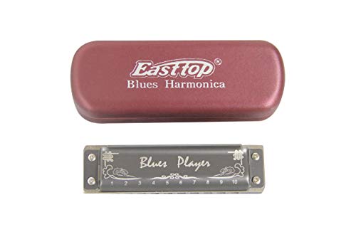 East top Upgrade Diatonic Harmonica C,10 Holes Aluminum Comb Diatonic Blues Harp Mouth Organ Harmonica Key of C for Adults, Professionals and Students - Easttop harmonica