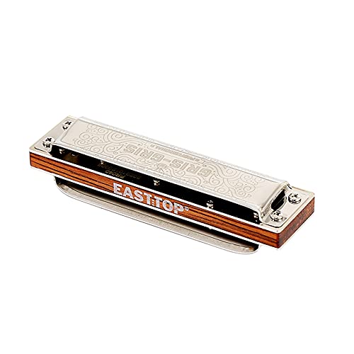 East top Diatonic Harmonica Key of C, Blues Harp 10 Holes 20 Tones Wood Comb Mouth Organ Harmonica For Adults, Beginners, Professionals and Students - Easttop harmonica