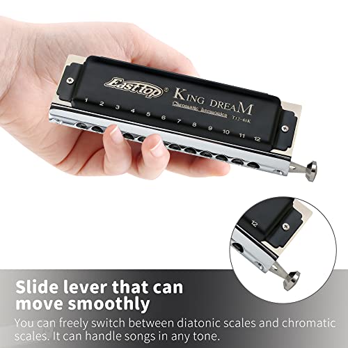 East top King Dream Chromatic Harmonica Key of C,12 Holes 48 Tones Professional Mouth Organ Harmonica for Adults, Professionals and Students (48K) - Easttop harmonica