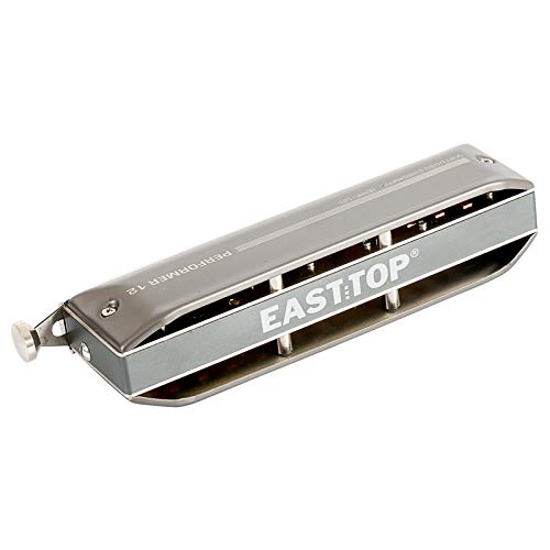 East top Upgrade Chromatic Harmonica 12 Hole 48 Tone Key of C, Aluminum Comb Chromatic Mouth Organ Harmonica For Adults, Students and harmonica lovers(EMP-12) - Easttop harmonica