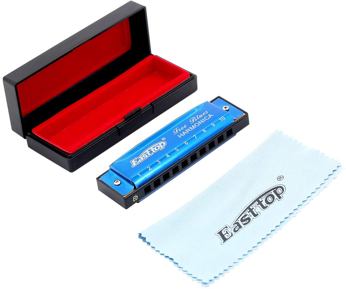 East top 10 Holes 20 Tones Blues Diatonic Harmonica Key of C For Adults, Beginners, Professional Players and Students（Silver grey） - Easttop harmonica store