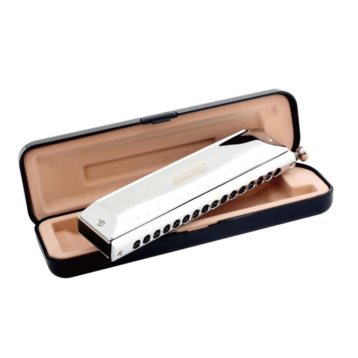 East top 16 Holes 64 Tonse Chromatic Harmonica Key of C, Chromatic Mouth Organ Harmonica for Adults, Professionals and Students (SR) - Easttop harmonica