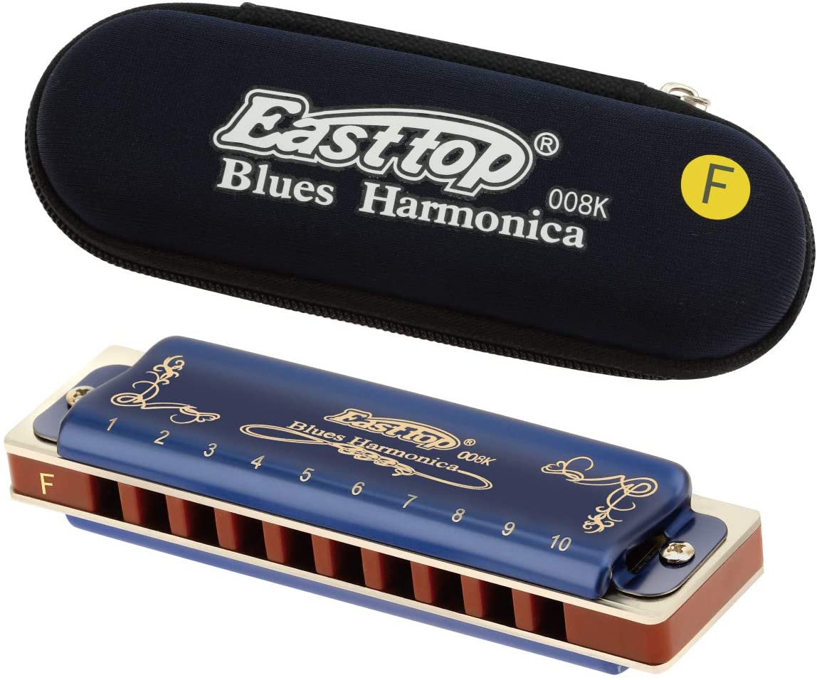 East top 10 Holes 20 Tones 008K Diatonic Harmonica Key of C with Blue Case, Standard Harmonicas For Adults, Professional Player, Beginner and Students - Easttop harmonica