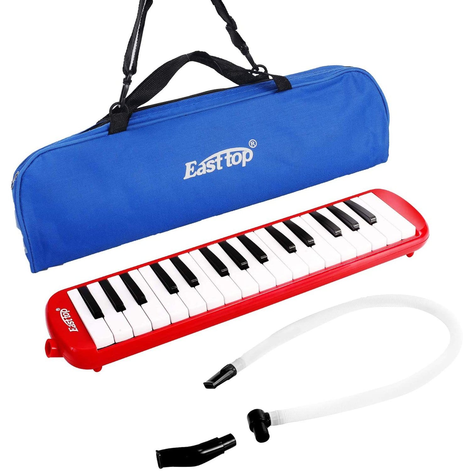 East top 32-Key Professional Mouth Melodica, Instrument Mouth Keyboard Organ Melodica Set-Black - Easttop harmonica